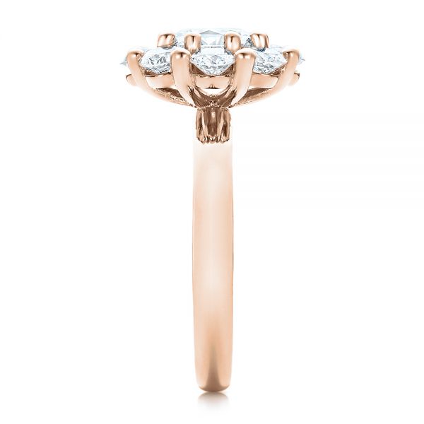 18k Rose Gold 18k Rose Gold Custom Diamond Halo Engagement Ring - Side View -  100699