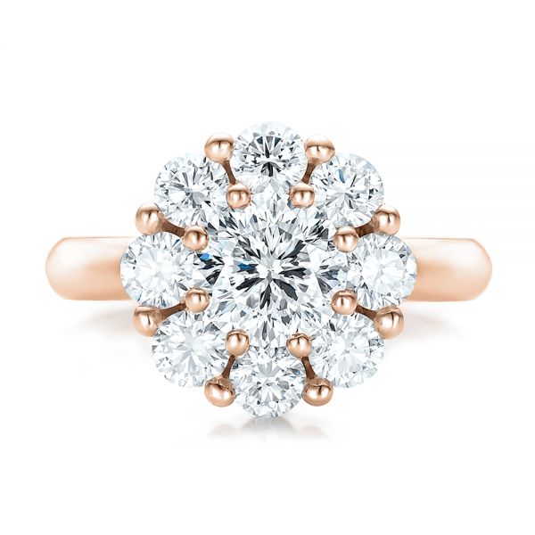 14k Rose Gold 14k Rose Gold Custom Diamond Halo Engagement Ring - Top View - 100699