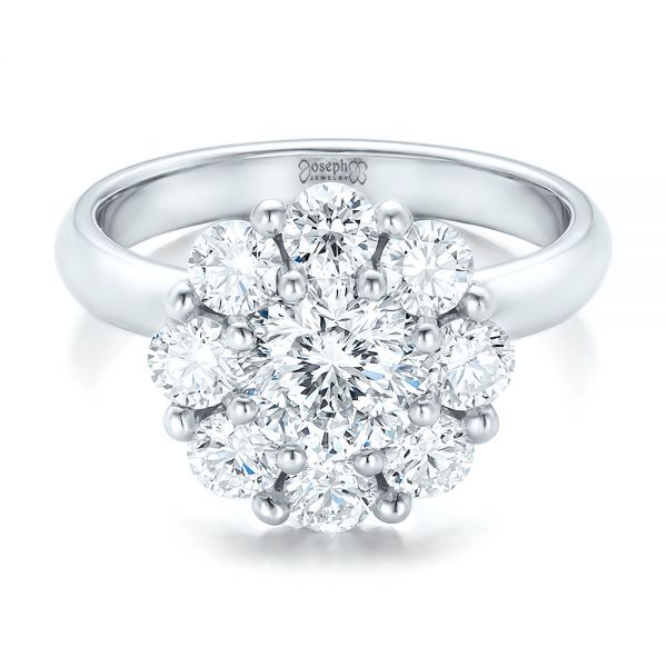  Platinum Platinum Custom Diamond Halo Engagement Ring - Flat View -  100699