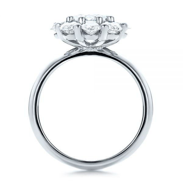14k White Gold Custom Diamond Halo Engagement Ring - Front View -  100699