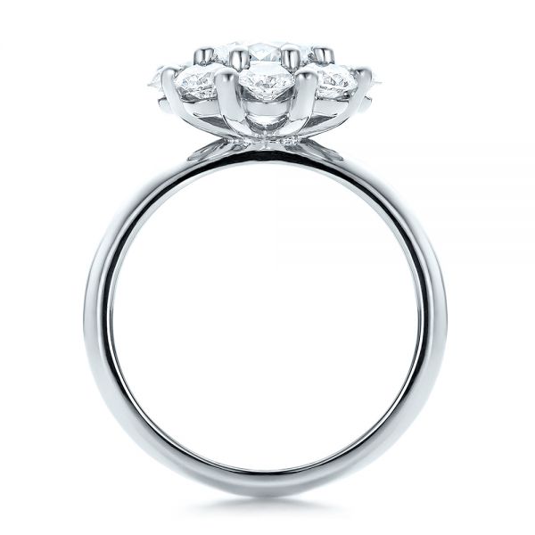 14k White Gold Custom Diamond Halo Engagement Ring - Front View - 100699