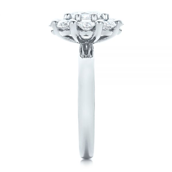 14k White Gold Custom Diamond Halo Engagement Ring - Side View -  100699