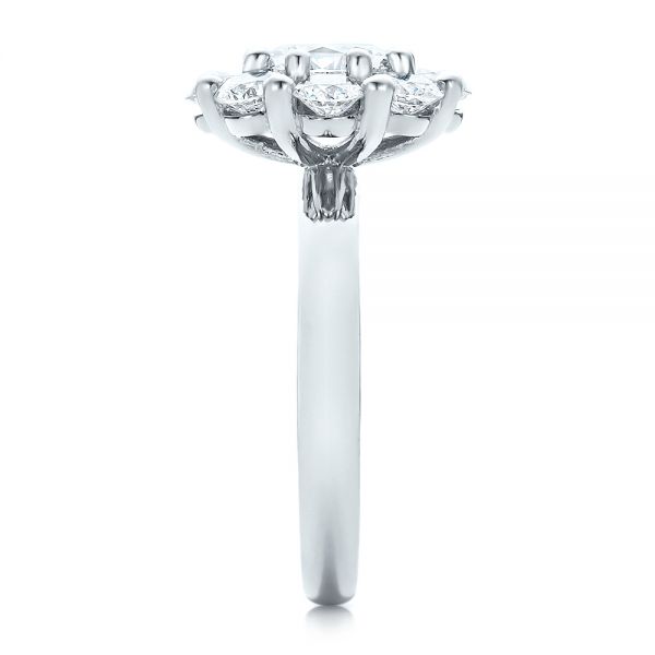 14k White Gold Custom Diamond Halo Engagement Ring - Side View - 100699