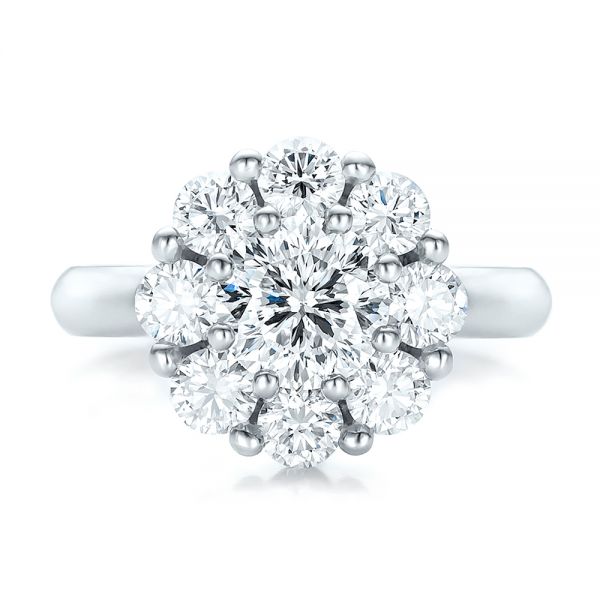 14k White Gold Custom Diamond Halo Engagement Ring - Top View -  100699