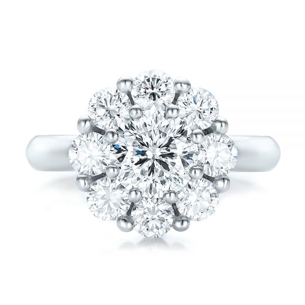 14k White Gold Custom Diamond Halo Engagement Ring - Top View - 100699
