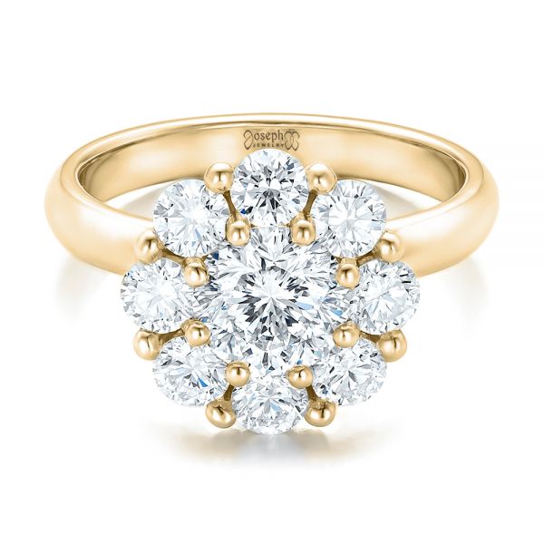 14k Yellow Gold 14k Yellow Gold Custom Diamond Halo Engagement Ring - Flat View -  100699