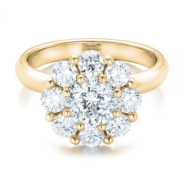18k Yellow Gold 18k Yellow Gold Custom Diamond Halo Engagement Ring - Flat View -  100699