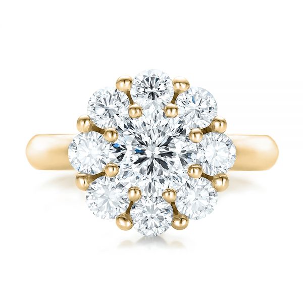 14k Yellow Gold 14k Yellow Gold Custom Diamond Halo Engagement Ring - Top View -  100699
