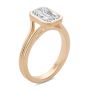 14k Rose Gold 14k Rose Gold Split Shank Bezel Set Emerald Diamond Engagement Ring - Three-Quarter View -  108339 - Thumbnail