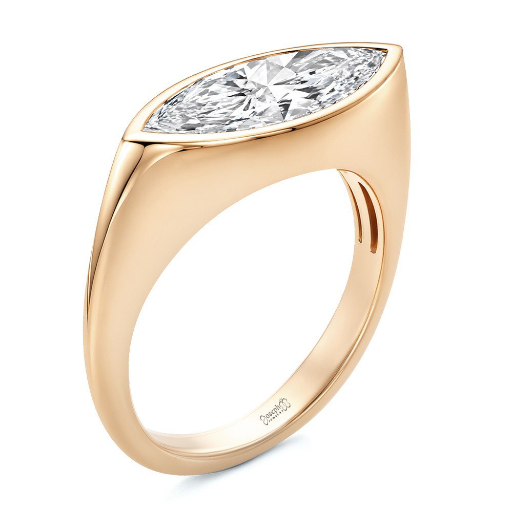East West Marquise Diamond Solitaire Engagement Ring - Image