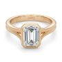 14k Rose Gold 14k Rose Gold Split Shank Bezel Set Emerald Diamond Engagement Ring - Flat View -  108339 - Thumbnail