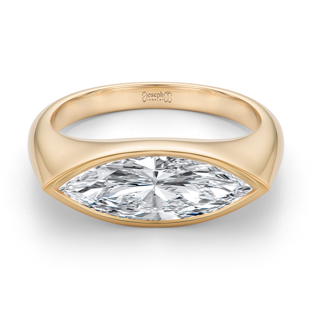 18k Rose Gold 18k Rose Gold East West Marquise Diamond Solitaire Engagement Ring - Flat View -  108340