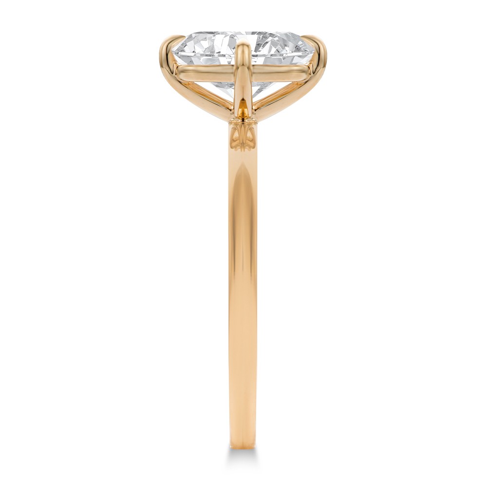14k Rose Gold 14k Rose Gold Compass Set Elongated Cushion Cut Solitaire Engagement Ring - Side View -  108342