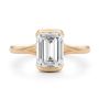 18k Rose Gold 18k Rose Gold Half Bezel Petite Split Emerald Cut Diamond Engagement Ring - Top View -  108336 - Thumbnail