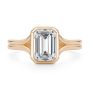 14k Rose Gold 14k Rose Gold Split Shank Bezel Set Emerald Diamond Engagement Ring - Top View -  108339 - Thumbnail