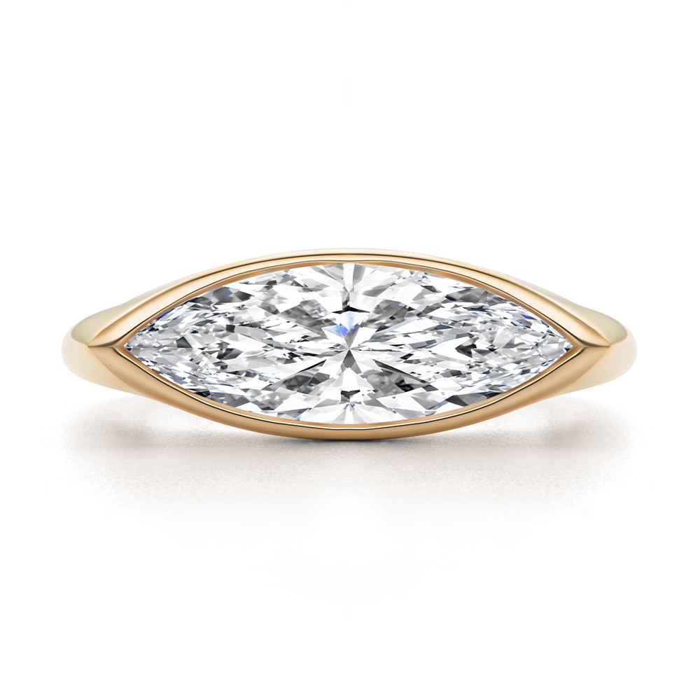 18k Rose Gold 18k Rose Gold East West Marquise Diamond Solitaire Engagement Ring - Top View -  108340
