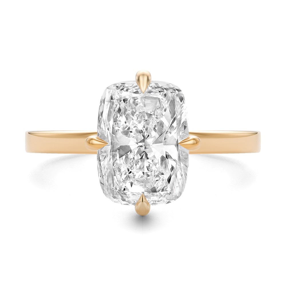 14k Rose Gold 14k Rose Gold Compass Set Elongated Cushion Cut Solitaire Engagement Ring - Top View -  108342