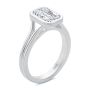 14k White Gold 14k White Gold Split Shank Bezel Set Emerald Diamond Engagement Ring - Three-Quarter View -  108339 - Thumbnail