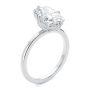 14k White Gold 14k White Gold Compass Set Elongated Cushion Cut Solitaire Engagement Ring - Three-Quarter View -  108342 - Thumbnail