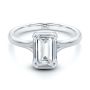 18k White Gold 18k White Gold Half Bezel Petite Split Emerald Cut Diamond Engagement Ring - Flat View -  108336 - Thumbnail