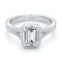 14k White Gold 14k White Gold Split Shank Bezel Set Emerald Diamond Engagement Ring - Flat View -  108339 - Thumbnail