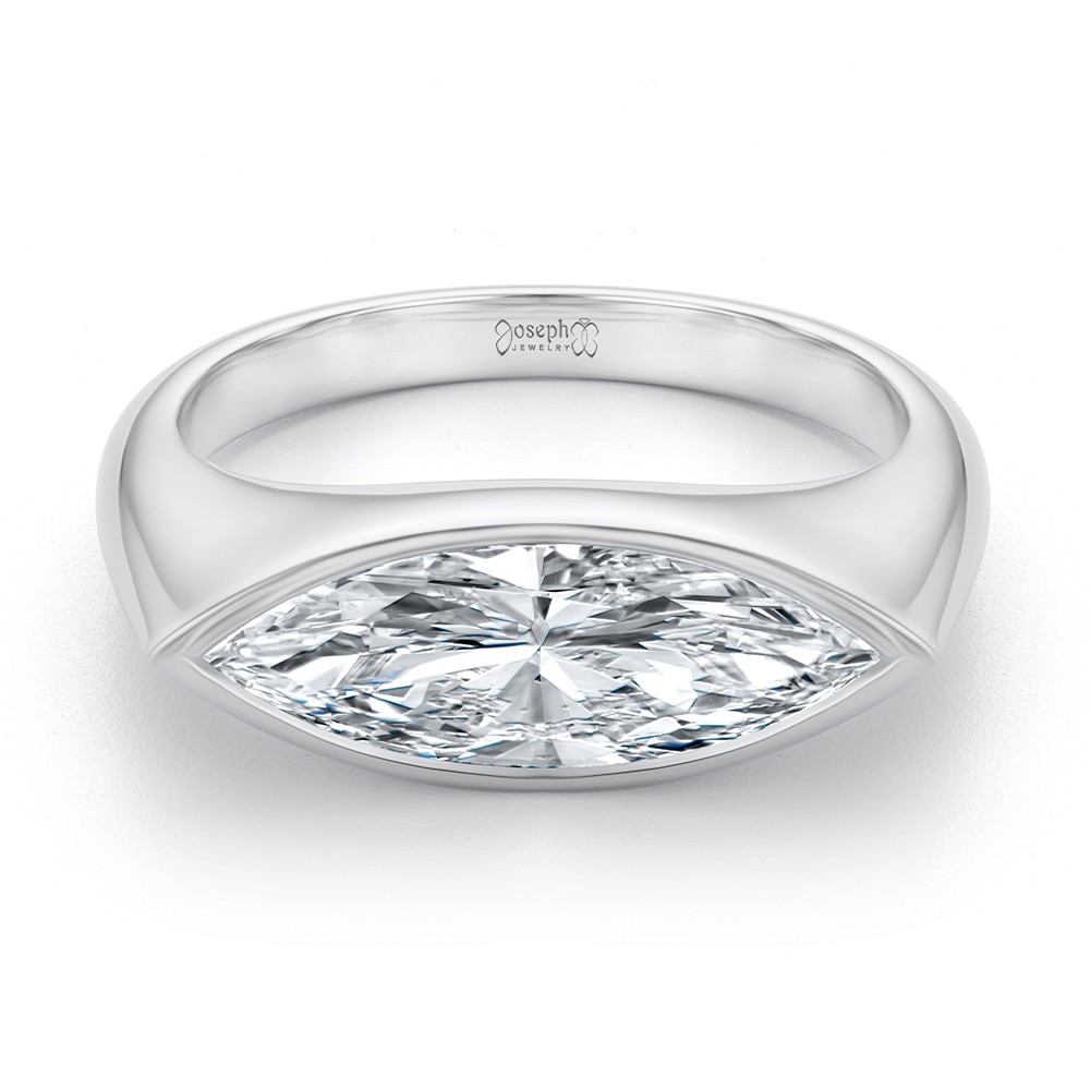  Platinum Platinum East West Marquise Diamond Solitaire Engagement Ring - Flat View -  108340
