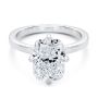 14k White Gold 14k White Gold Compass Set Elongated Cushion Cut Solitaire Engagement Ring - Flat View -  108342 - Thumbnail