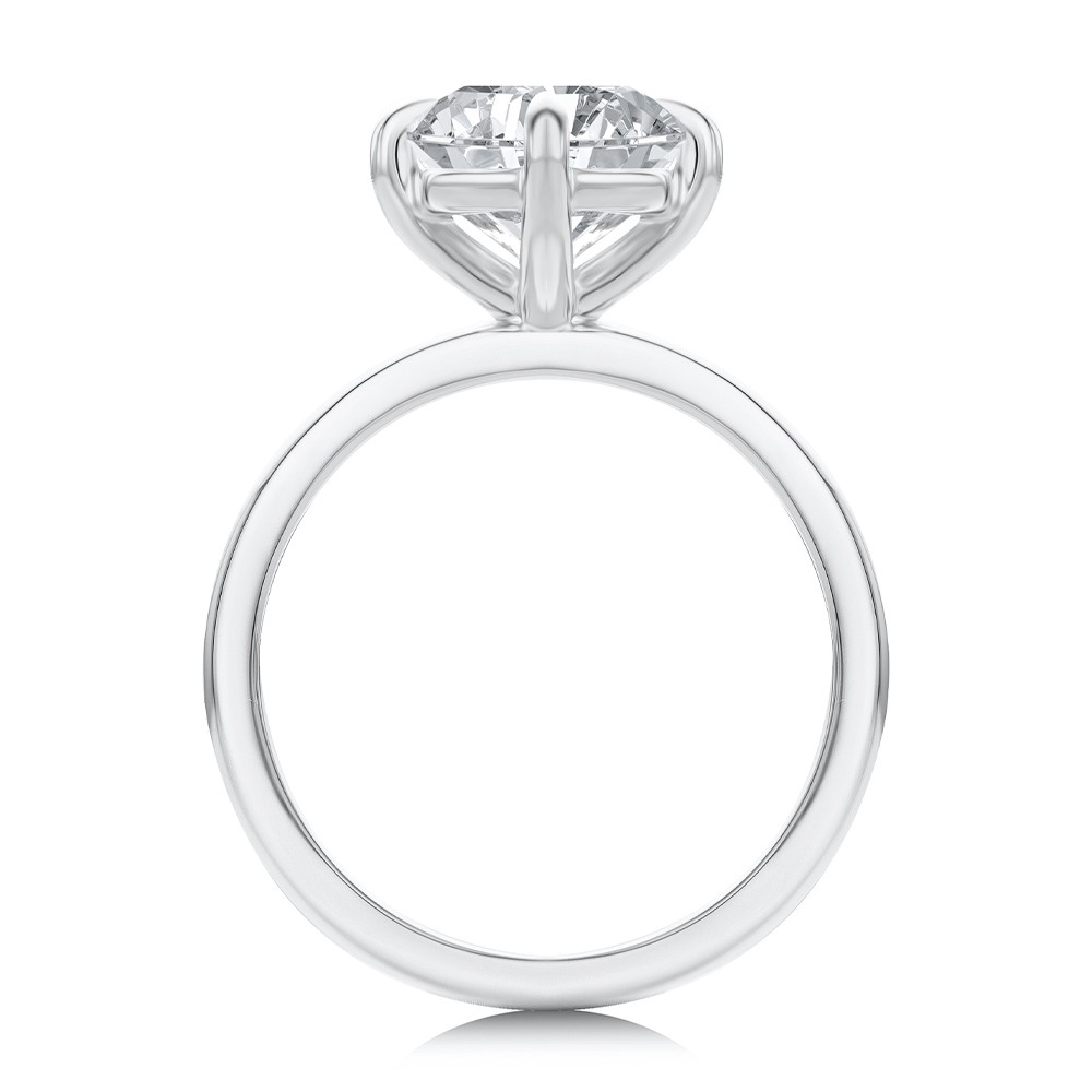 14k White Gold 14k White Gold Compass Set Elongated Cushion Cut Solitaire Engagement Ring - Front View -  108342