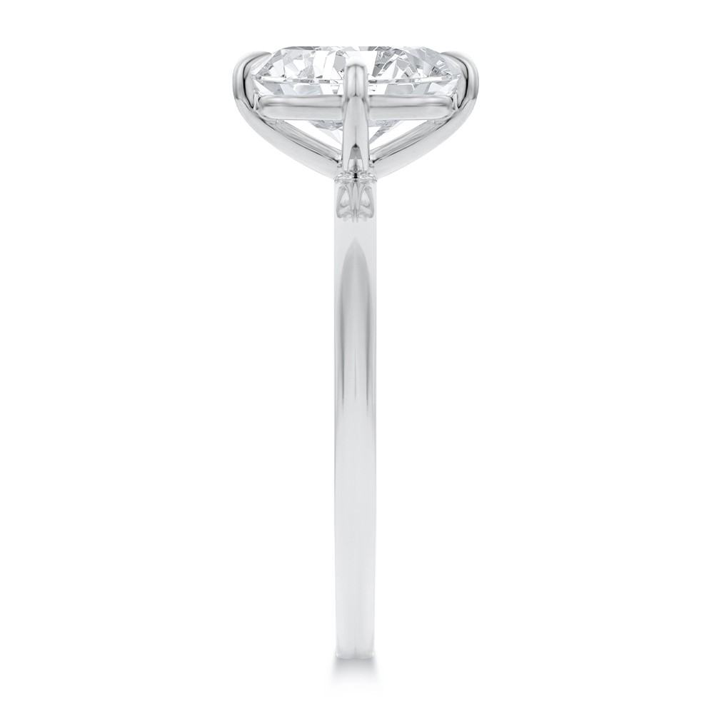 14k White Gold 14k White Gold Compass Set Elongated Cushion Cut Solitaire Engagement Ring - Side View -  108342