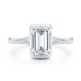 18k White Gold 18k White Gold Half Bezel Petite Split Emerald Cut Diamond Engagement Ring - Top View -  108336 - Thumbnail