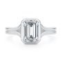 14k White Gold 14k White Gold Split Shank Bezel Set Emerald Diamond Engagement Ring - Top View -  108339 - Thumbnail