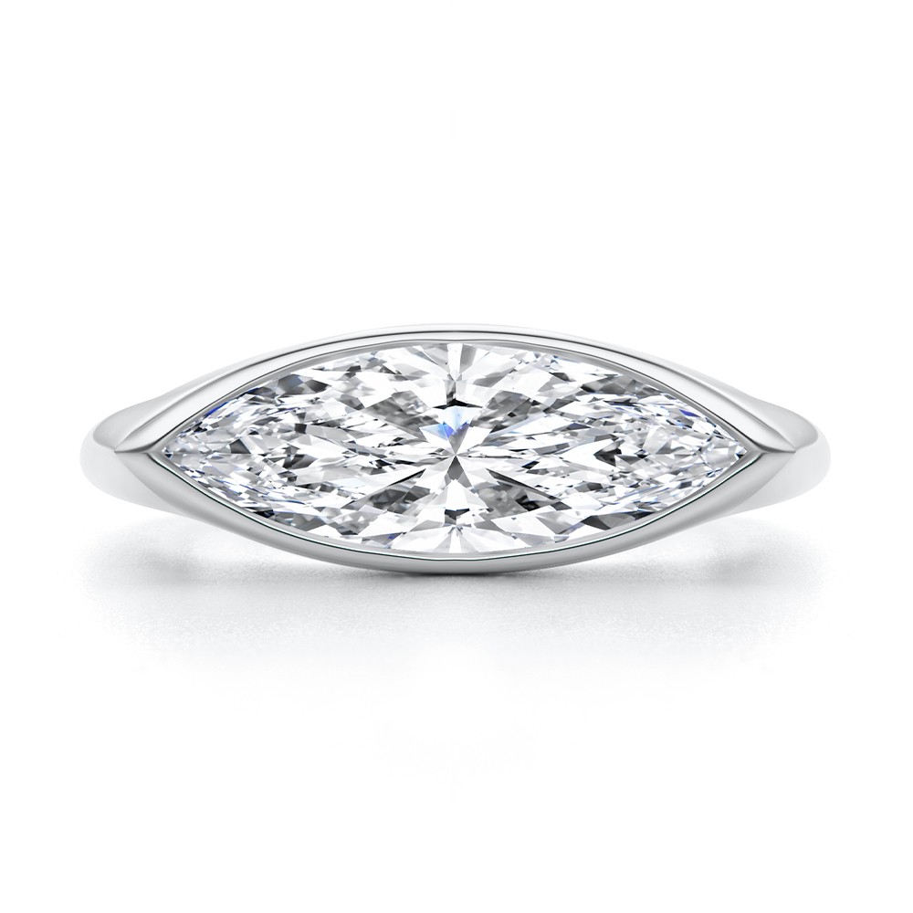  Platinum Platinum East West Marquise Diamond Solitaire Engagement Ring - Top View -  108340