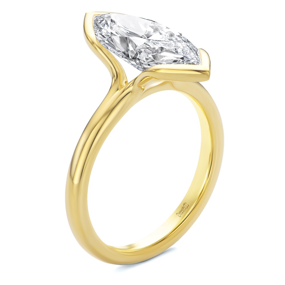 Half Bezel Petite Split Marquise Diamond Engagement Ring - Image