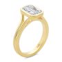 14k Yellow Gold Split Shank Bezel Set Emerald Diamond Engagement Ring - Three-Quarter View -  108339 - Thumbnail