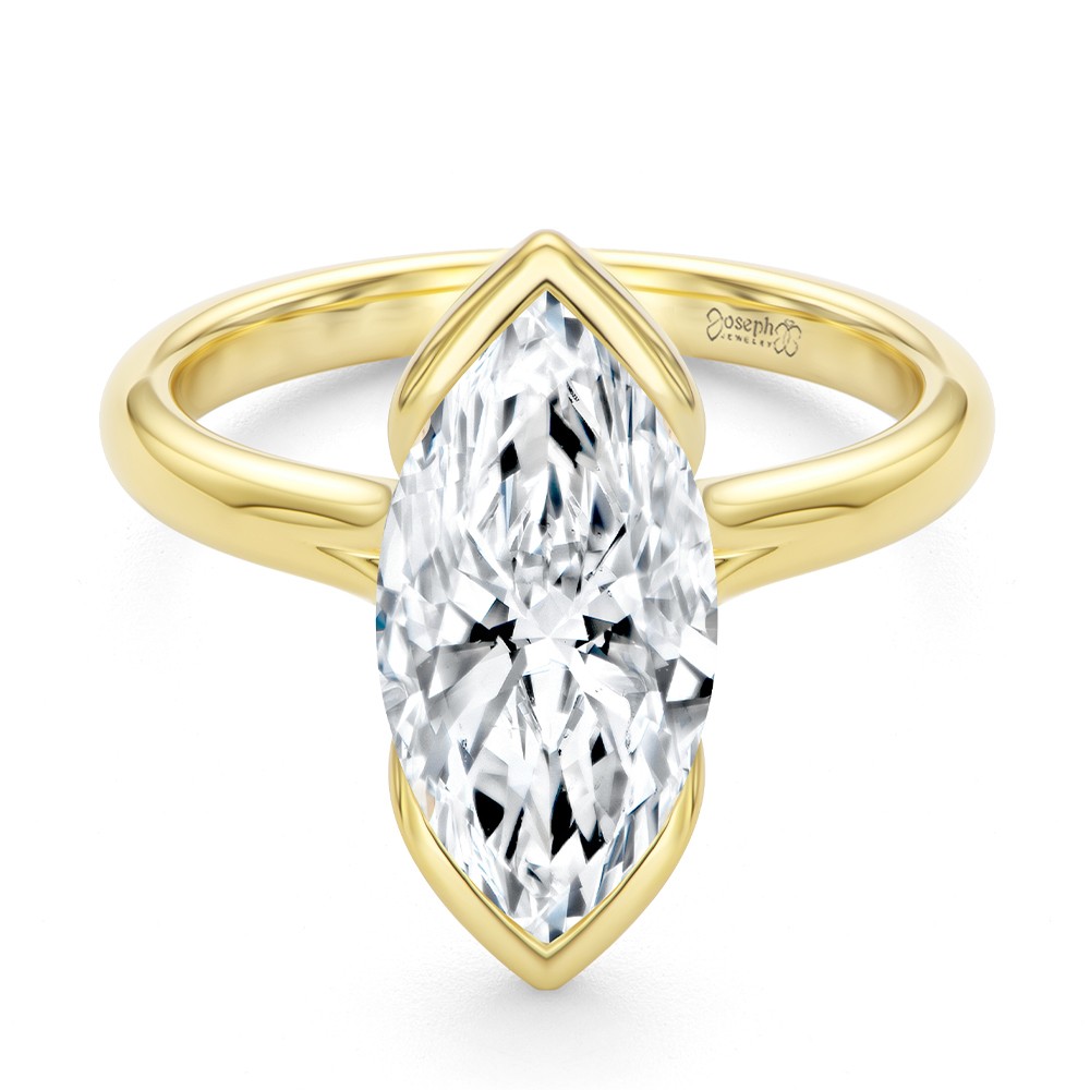 14k Yellow Gold Half Bezel Petite Split Marquise Diamond Engagement Ring - Flat View -  108337