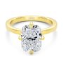14k Yellow Gold Compass Set Elongated Cushion Cut Solitaire Engagement Ring - Flat View -  108342 - Thumbnail