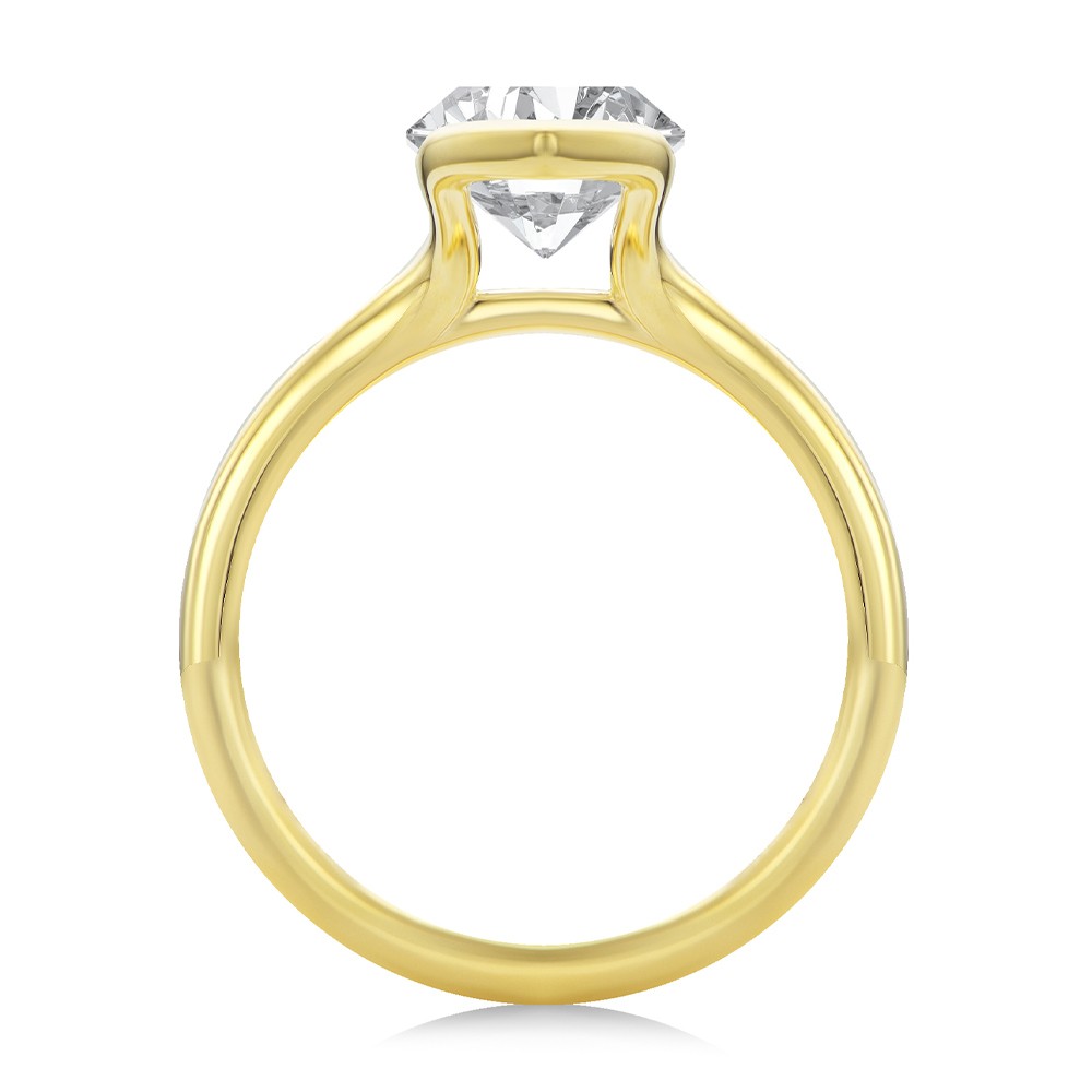 14k Yellow Gold Half Bezel Petite Split Marquise Diamond Engagement Ring - Front View -  108337