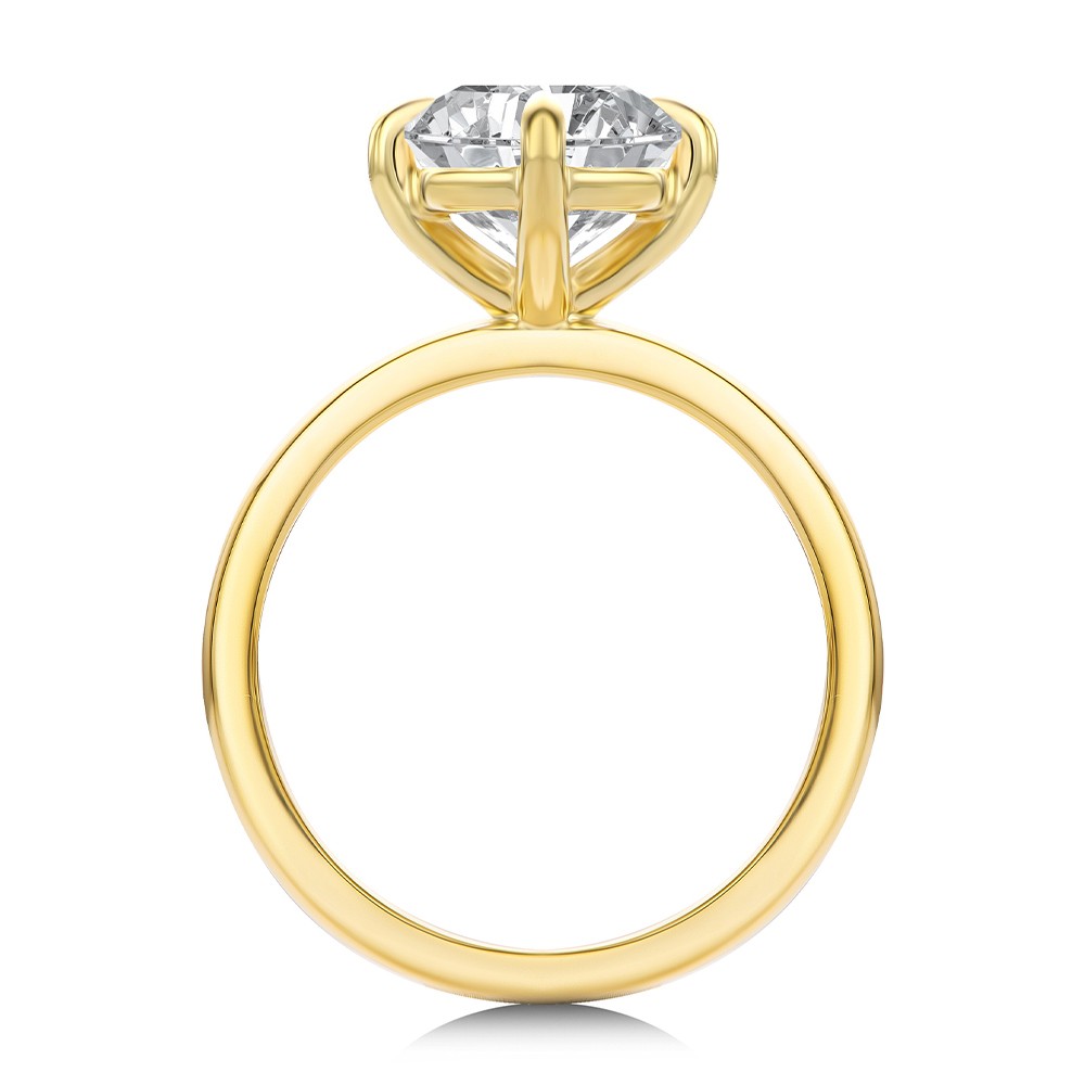 14k Yellow Gold Compass Set Elongated Cushion Cut Solitaire Engagement Ring - Front View -  108342