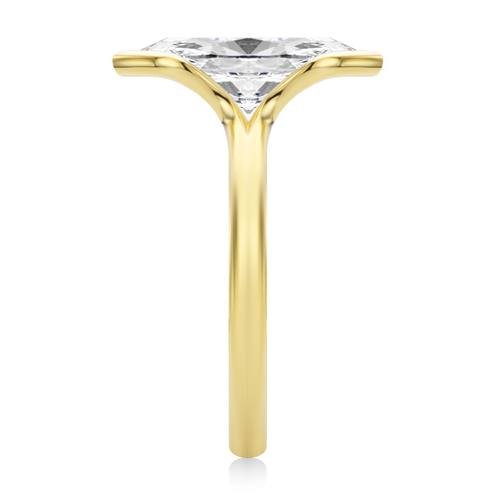 14k Yellow Gold Half Bezel Petite Split Marquise Diamond Engagement Ring - Side View -  108337