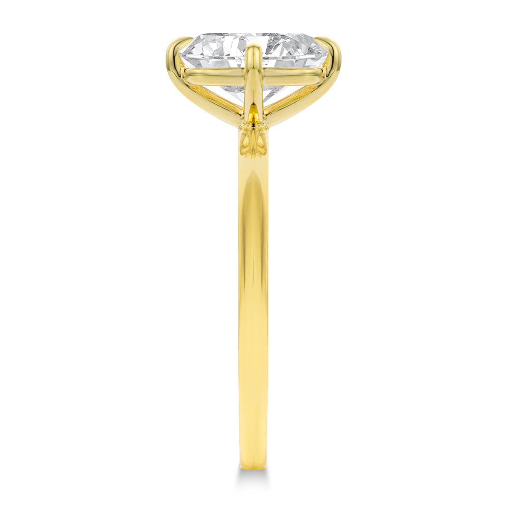 14k Yellow Gold Compass Set Elongated Cushion Cut Solitaire Engagement Ring - Side View -  108342