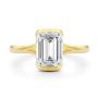 14k Yellow Gold Half Bezel Petite Split Emerald Cut Diamond Engagement Ring - Top View -  108336 - Thumbnail