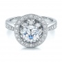  18K Gold Diamond Halo And Filigree Engagement Ring - Vanna K - Flat View -  100682 - Thumbnail
