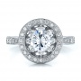  18K Gold Diamond Halo And Filigree Engagement Ring - Vanna K - Top View -  100682 - Thumbnail
