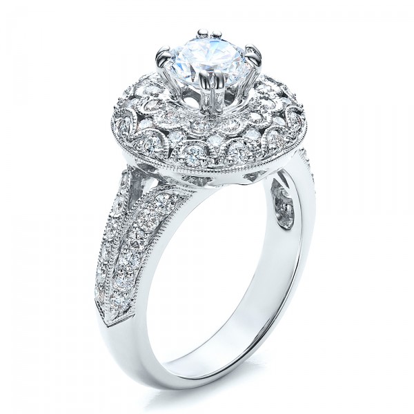 Oval Engagement Ring Half Moon Side Stones- Vanna K #100045