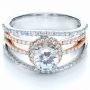  18K Gold And 18k Rose Gold White and Diamond Ring - Vanna K - Flat View -  1034 - Thumbnail