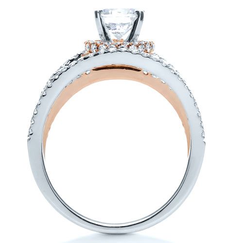 18K Gold And 18k Rose Gold White and Diamond Ring - Vanna K - Front View - 1034