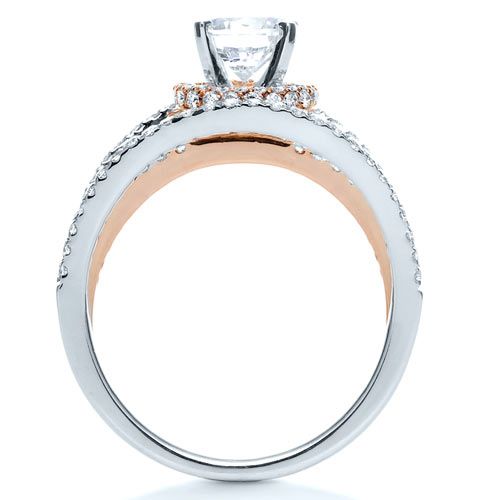  18K Gold And 14k Rose Gold 18K Gold And 14k Rose Gold White and Diamond Ring - Vanna K - Front View -  1034