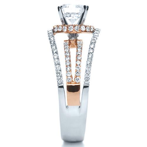  18K Gold And 18k Rose Gold White and Diamond Ring - Vanna K - Side View -  1034