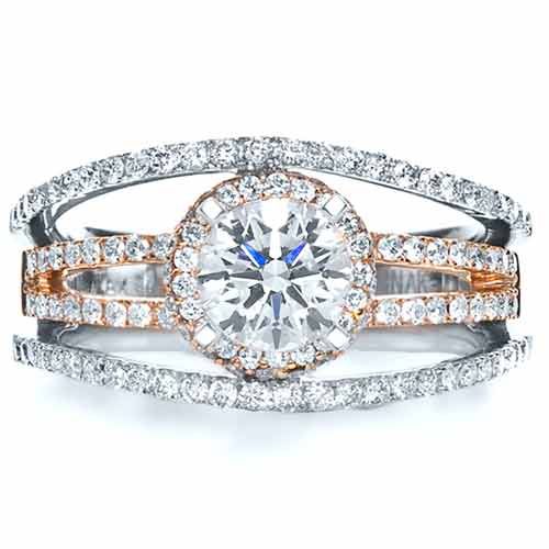 18K Gold And 18k Rose Gold White and Diamond Ring - Vanna K - Top View - 1034
