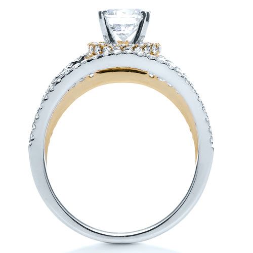 18K Gold And 18k Yellow Gold 18K Gold And 18k Yellow Gold White and Diamond Ring - Vanna K - Front View - 1034